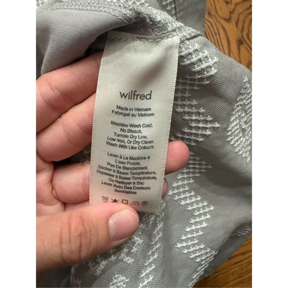 Wilfred Aritzia Gray Embroidered Aztec Dolman Sleeve Blondelle Shift Dress Small - Picture 5 of 6